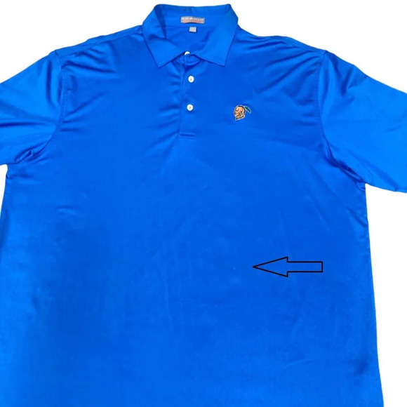 Peter Millar Summer Comfort Golf Polo, Size‎ XL, Blue w Native American Logo - Picture 10 of 10